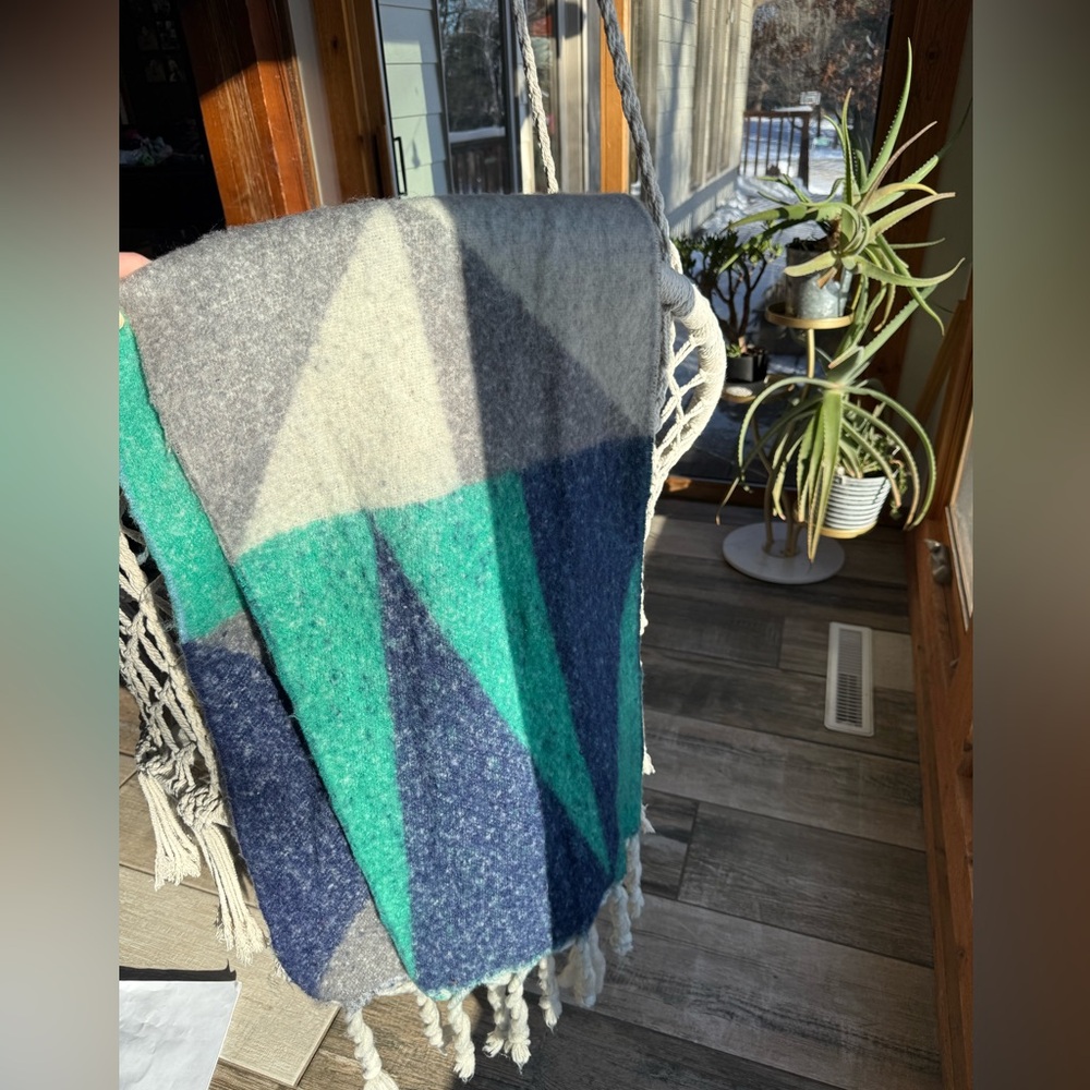 Geometric Patterned Wool Blanket/scarf